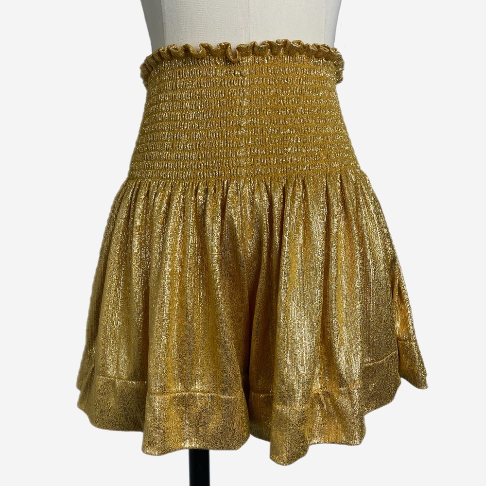 Queen of Sparkles gold metallic swing shorts high waist game day Mardi Gras M